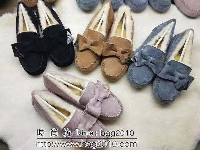 UGG 9021 新款毛毛 刺繡版 蝴蝶結 豆豆鞋 QZS2455